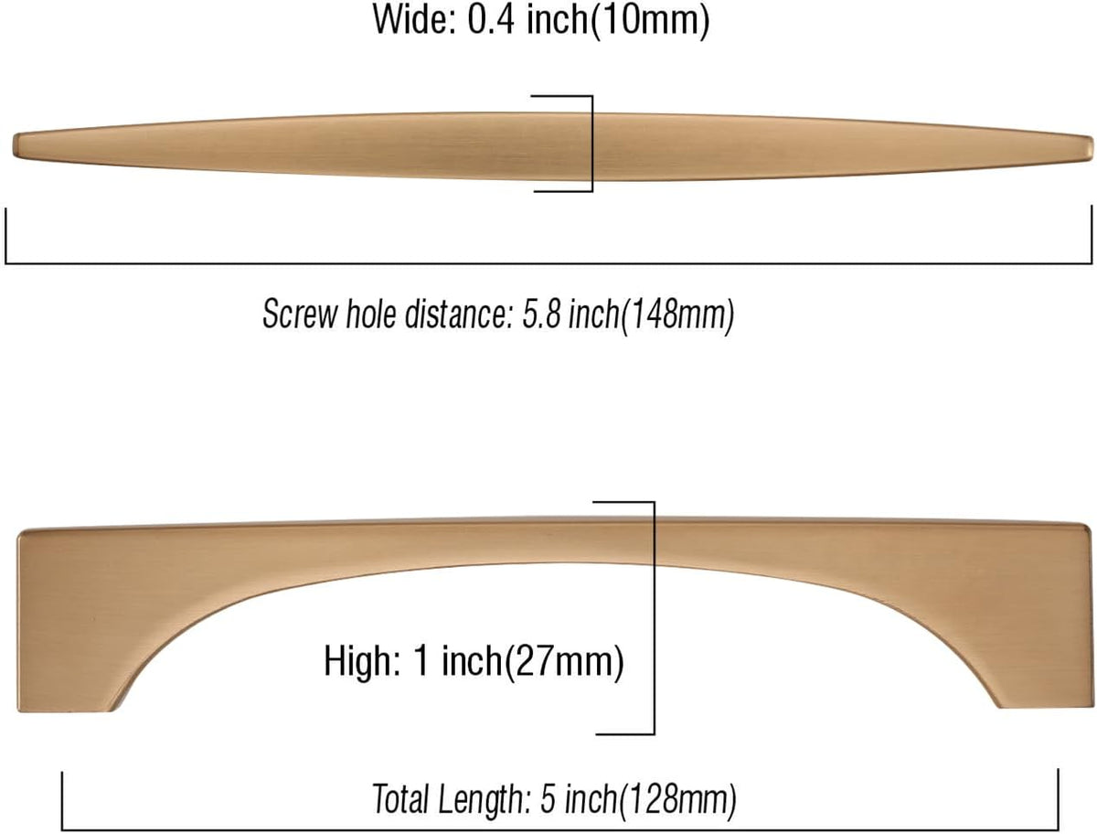 Asidrama 10 Pack 5 Inch(128mm) Champagne Bronze Kitchen Cabinet Handles