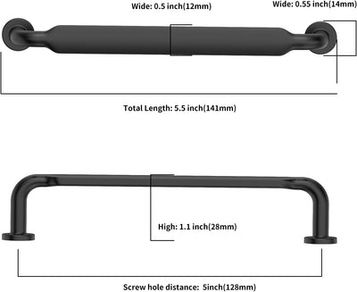 Asidrama 10 Pack 5 Inch (128mm) Matte Black Kitchen Cabinet Handles