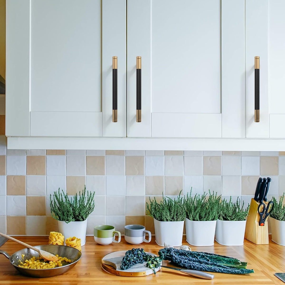 Asidrama 10 Pack 5 Inch(128mm) Matte Black and Champagne Bronze Cabinet Pulls