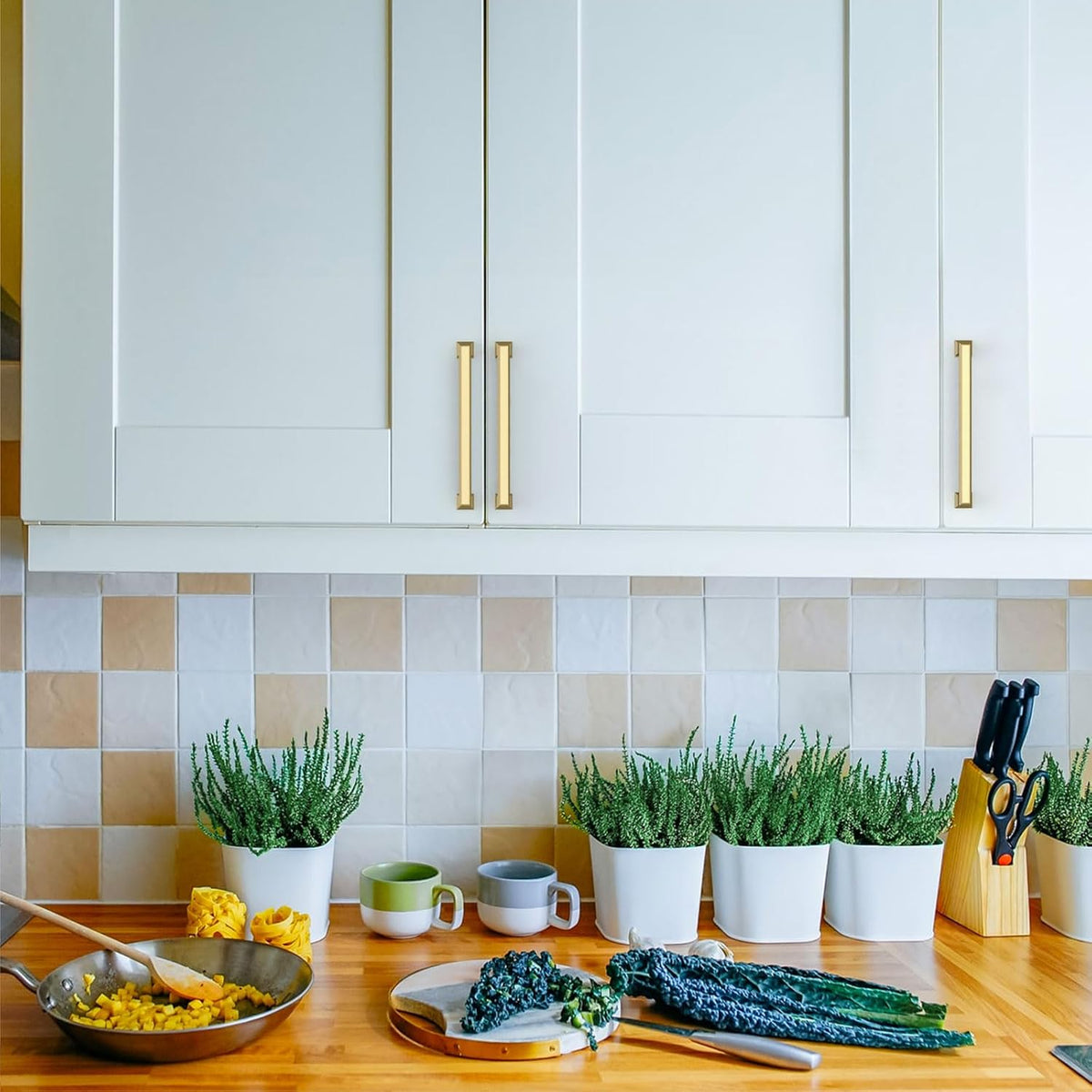 Asidrama 10 Pack 7.5 Inch (192mm) Brushed Brass Kitchen Cabinet Handles