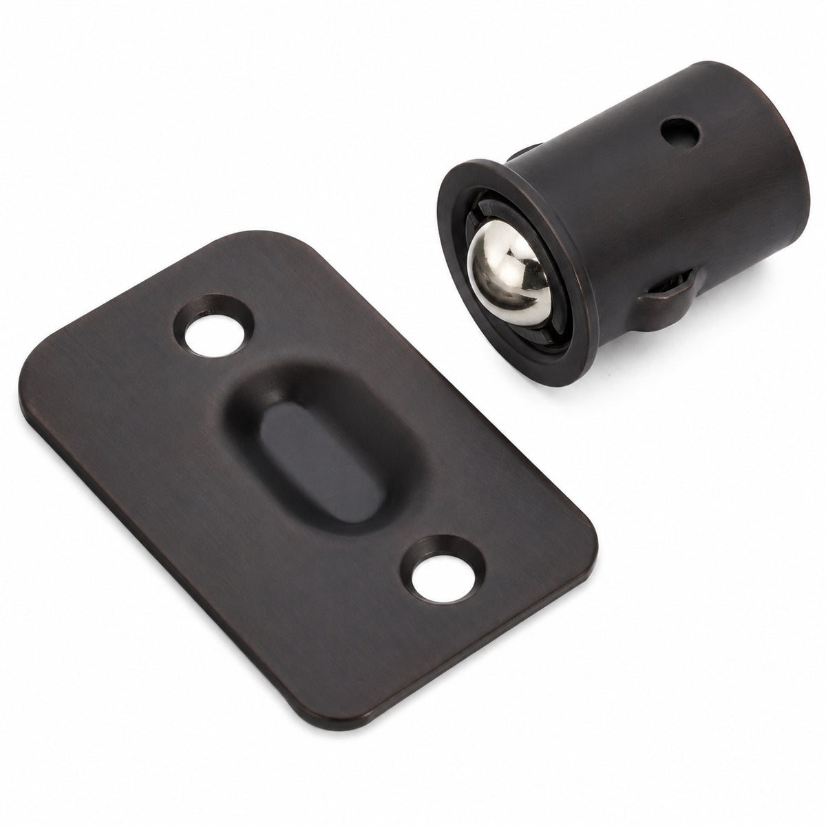Ball Catch Drive In Strike Plate Radius Oil Rubbed Bronze 2 1/4"