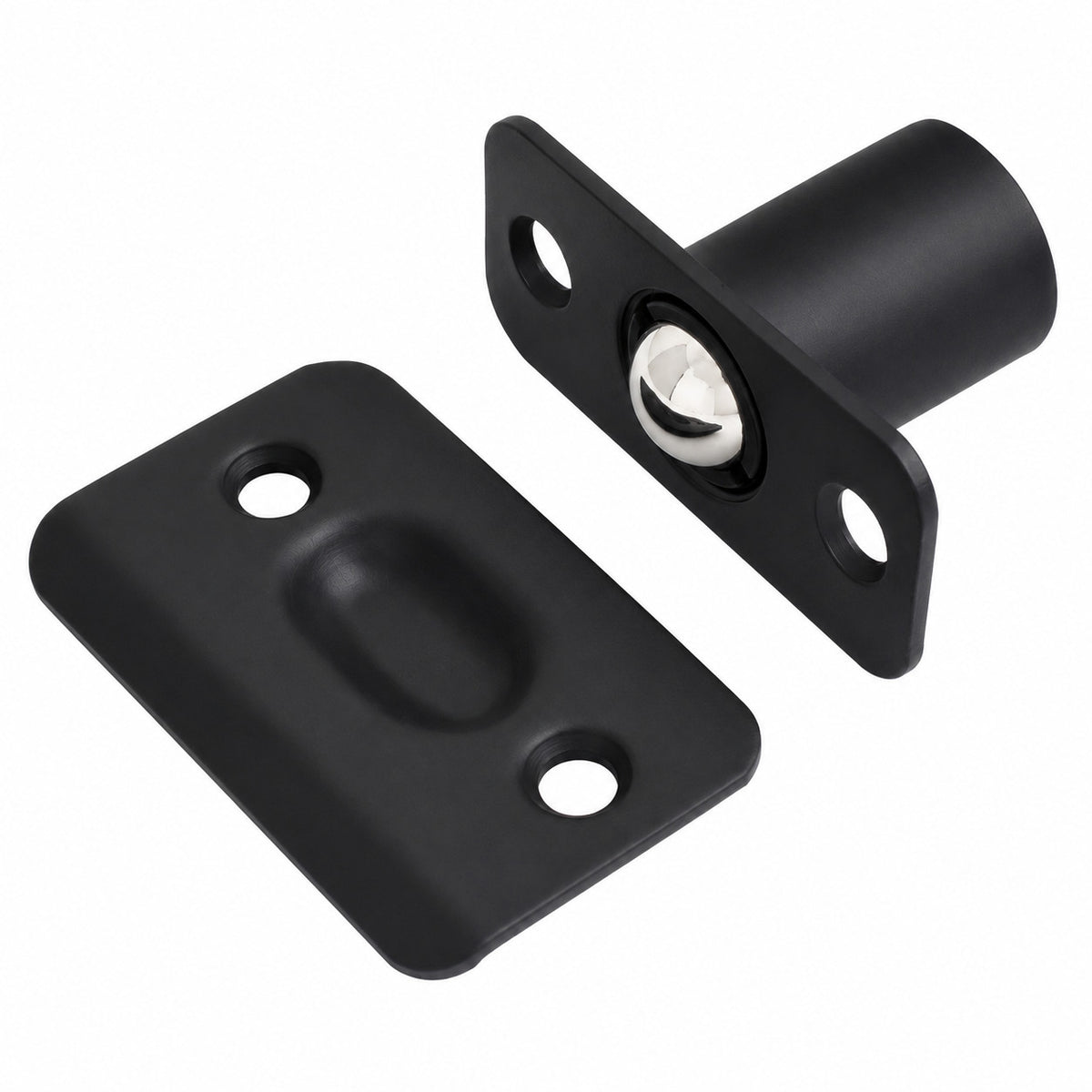 Ball Catch Mortise Strike Plate Radius Matte Black 2 1/4"