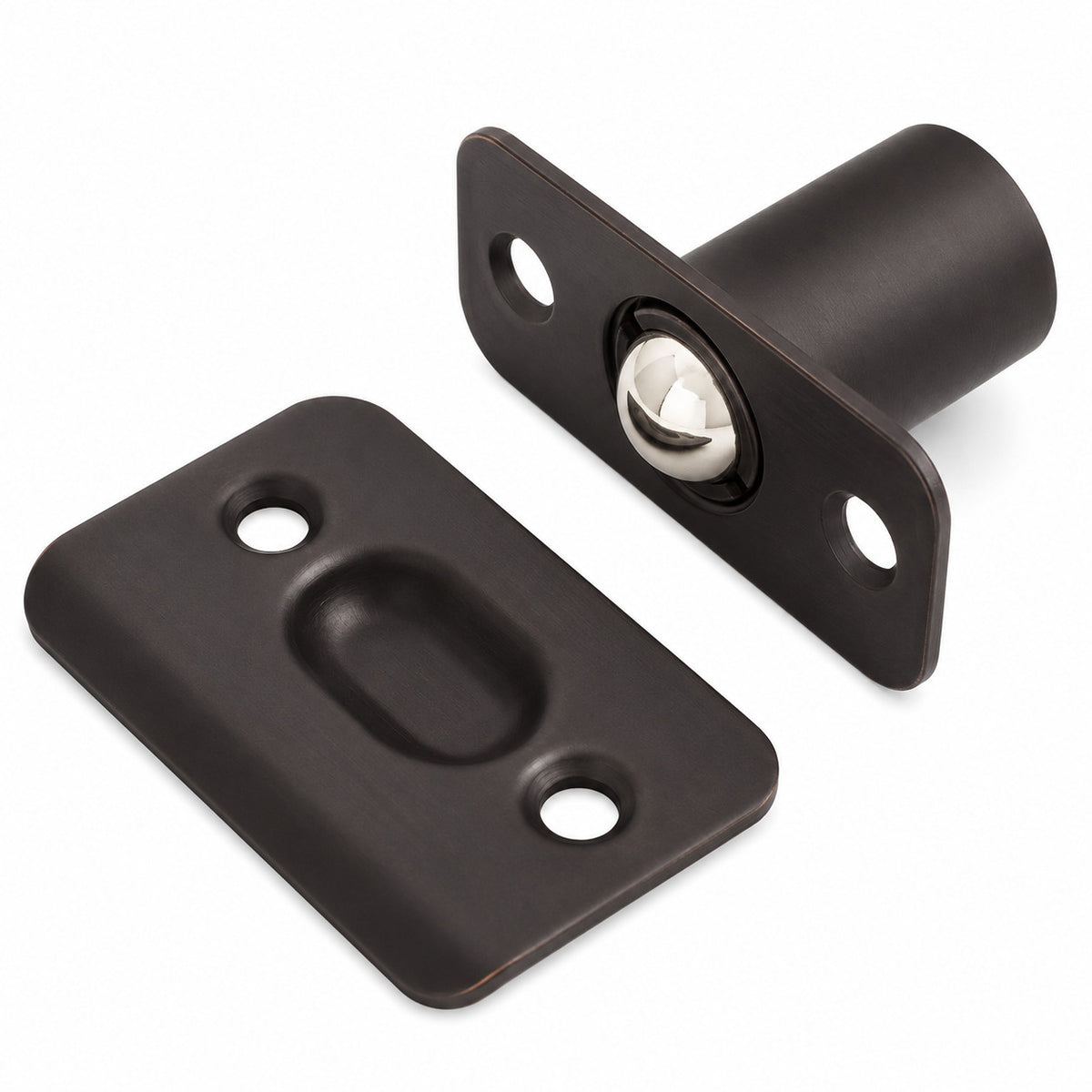 Ball Catch Mortise Strike Plate Radius Oil Rubbed Bronze 2 1/4"