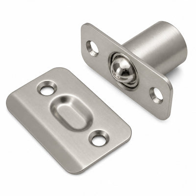 Ball Catch Mortise Strike Plate Radius Satin Nickel 2 1/4"