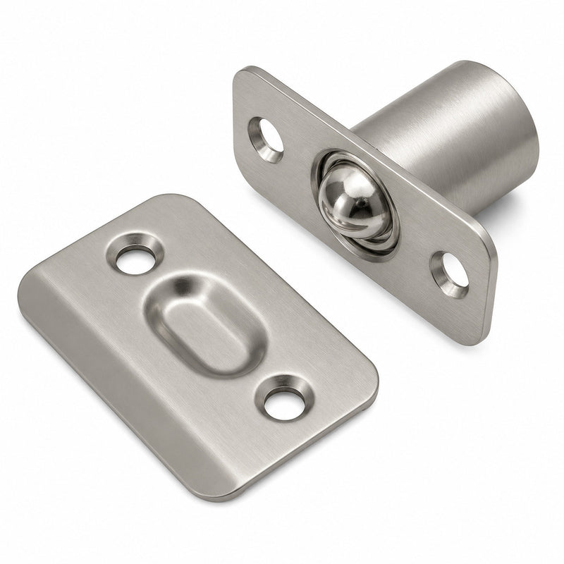 Ball Catch Mortise Strike Plate Radius Satin Nickel 2 1/4"