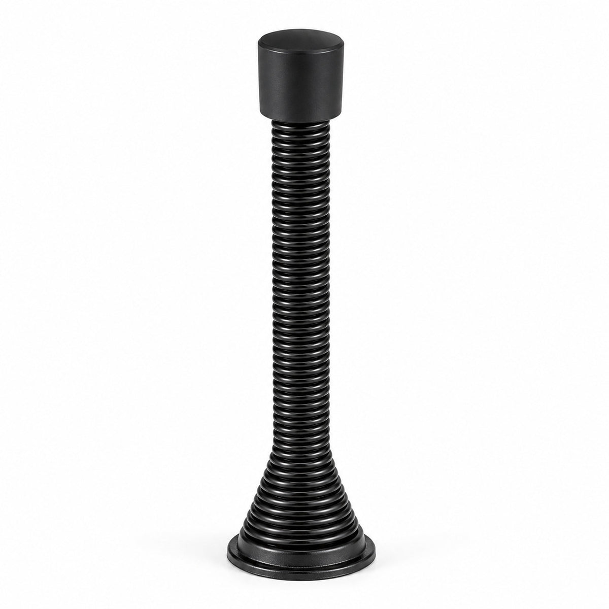 Baseboard Black Spring Door Stop with Black Rubber Tip