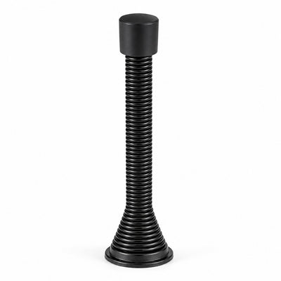 Baseboard Black Spring Door Stop with Black Rubber Tip