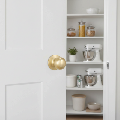 Bedford Passage Door Knob, Satin Brass