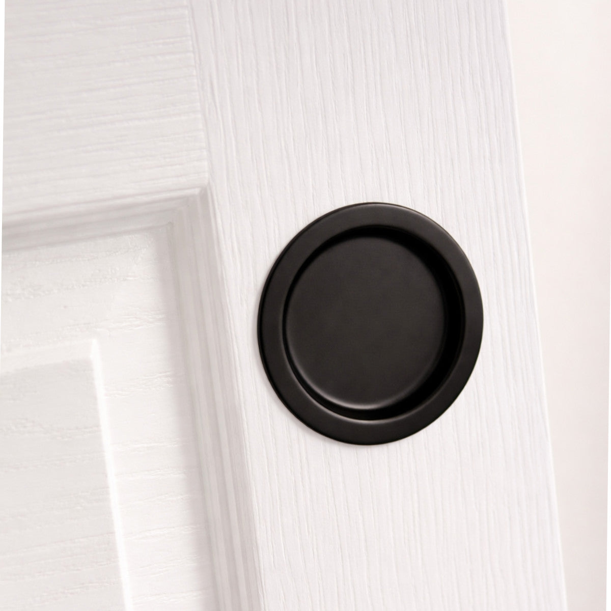 Round Hall/Closet Passage Pocket Door Latch, Flat Black