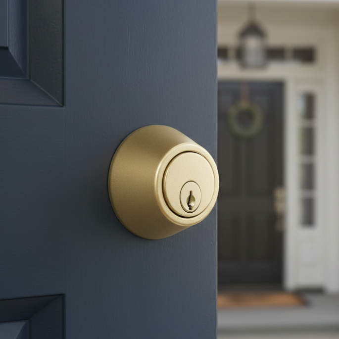 Designers Impressions Satin Brass Single Cylinder Deadbolt