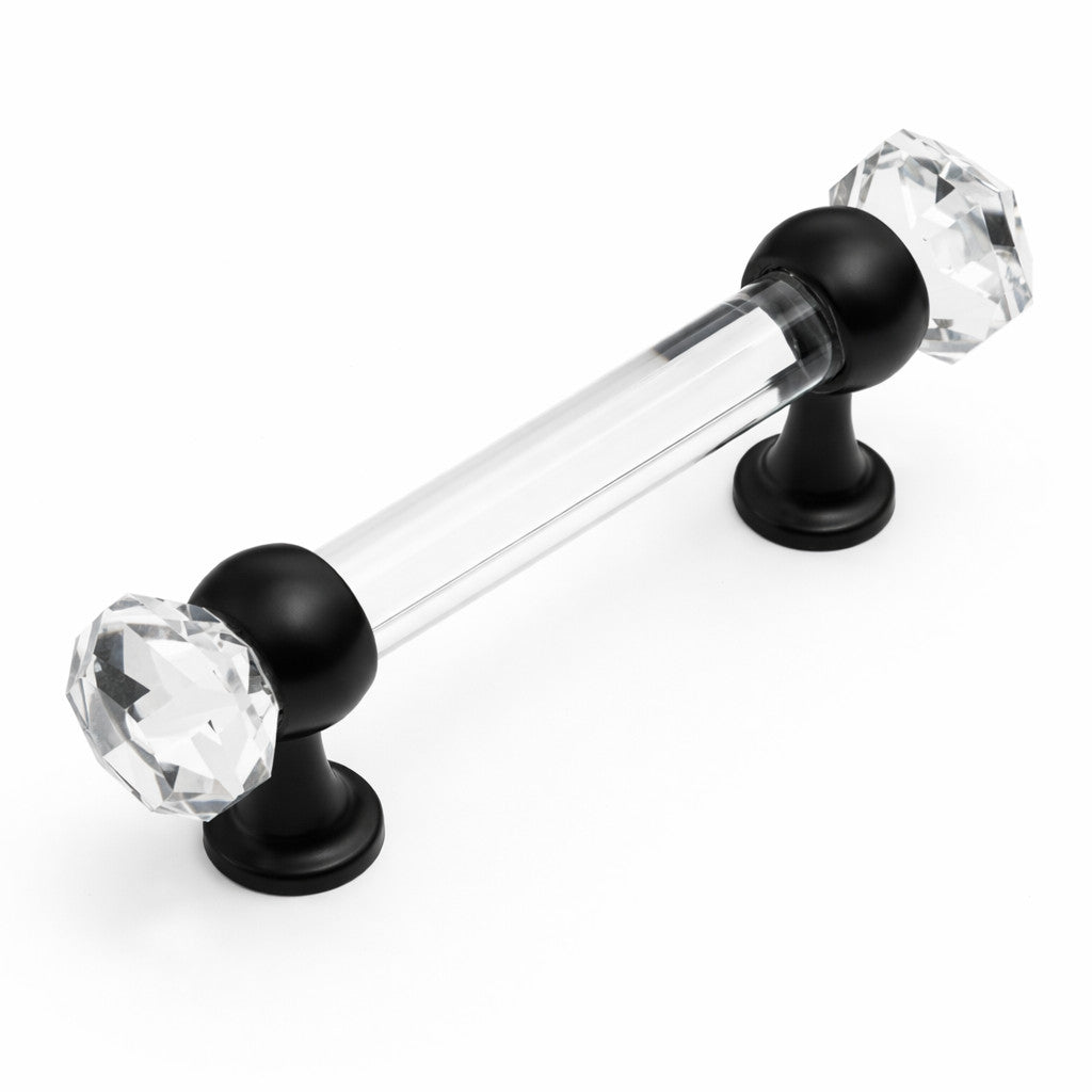Cosmas 6393FB-C Flat Black with Clear Glass Cabinet Pull
