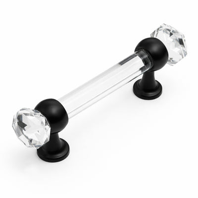 Cosmas 6393FB-C Flat Black with Clear Glass Cabinet Pull