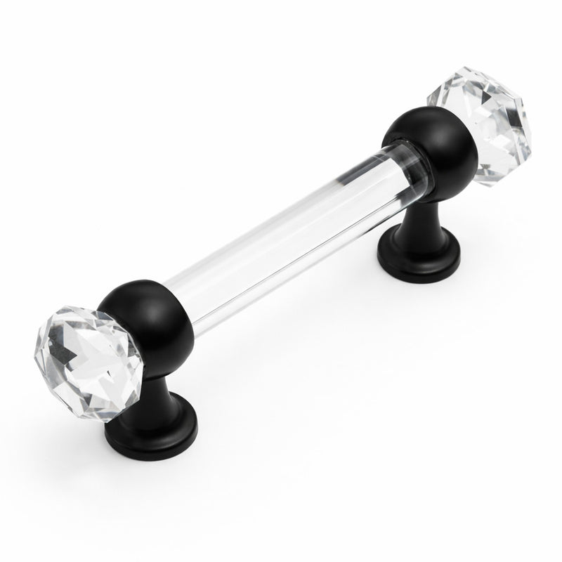 Cosmas 6393FB-C Flat Black with Clear Glass Cabinet Pull