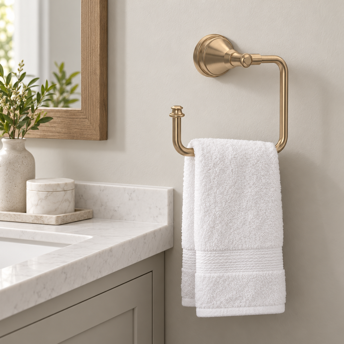 Delta Mylan Square Towel Ring in Champagne Bronze