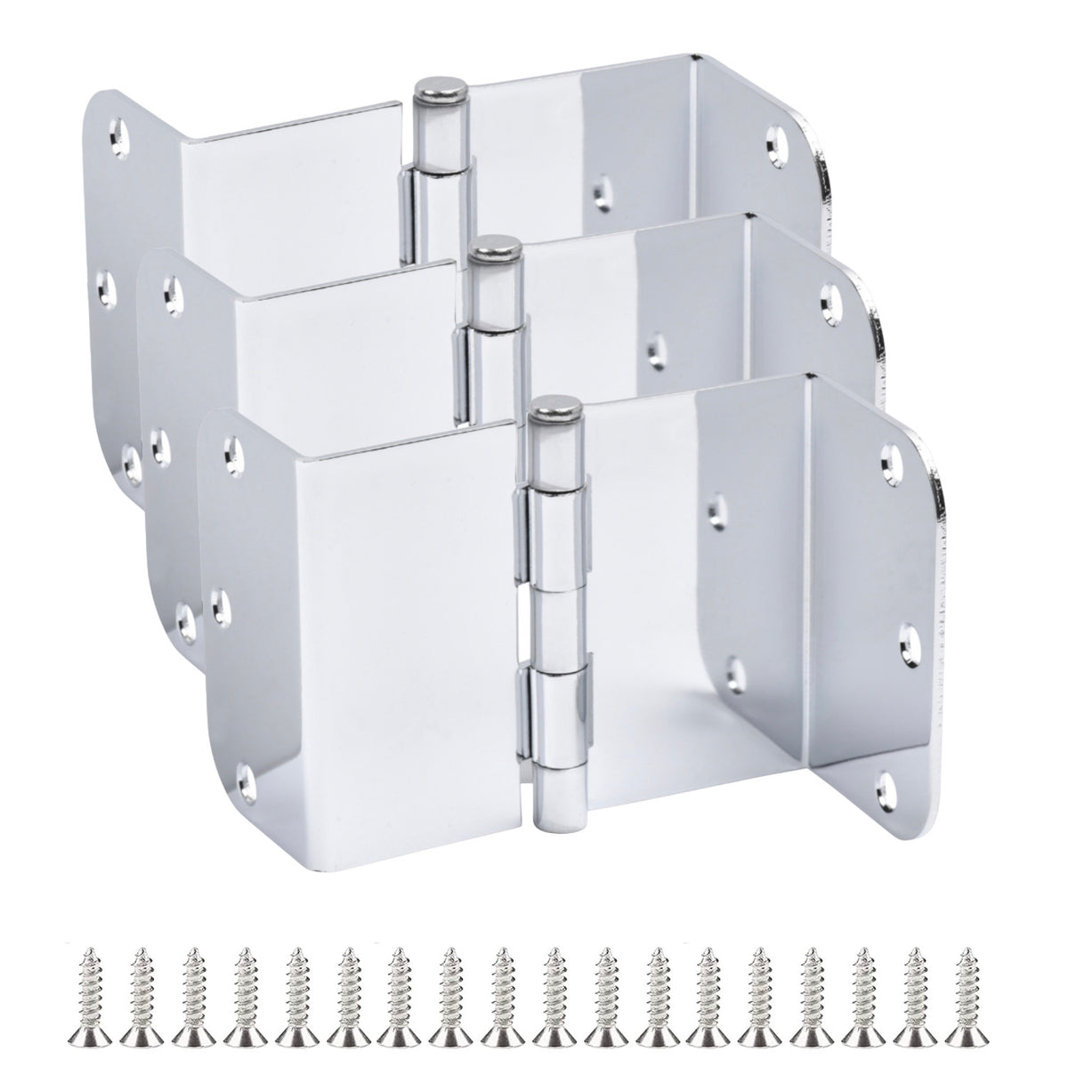 Offset Swing Clear Door Hinge, Polished Chrome 3-1/2&quot; with 5/8&quot; Radius Corners