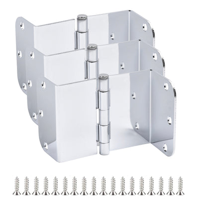 Offset Swing Clear Door Hinge, Polished Chrome 3-1/2" with 5/8" Radius Corners
