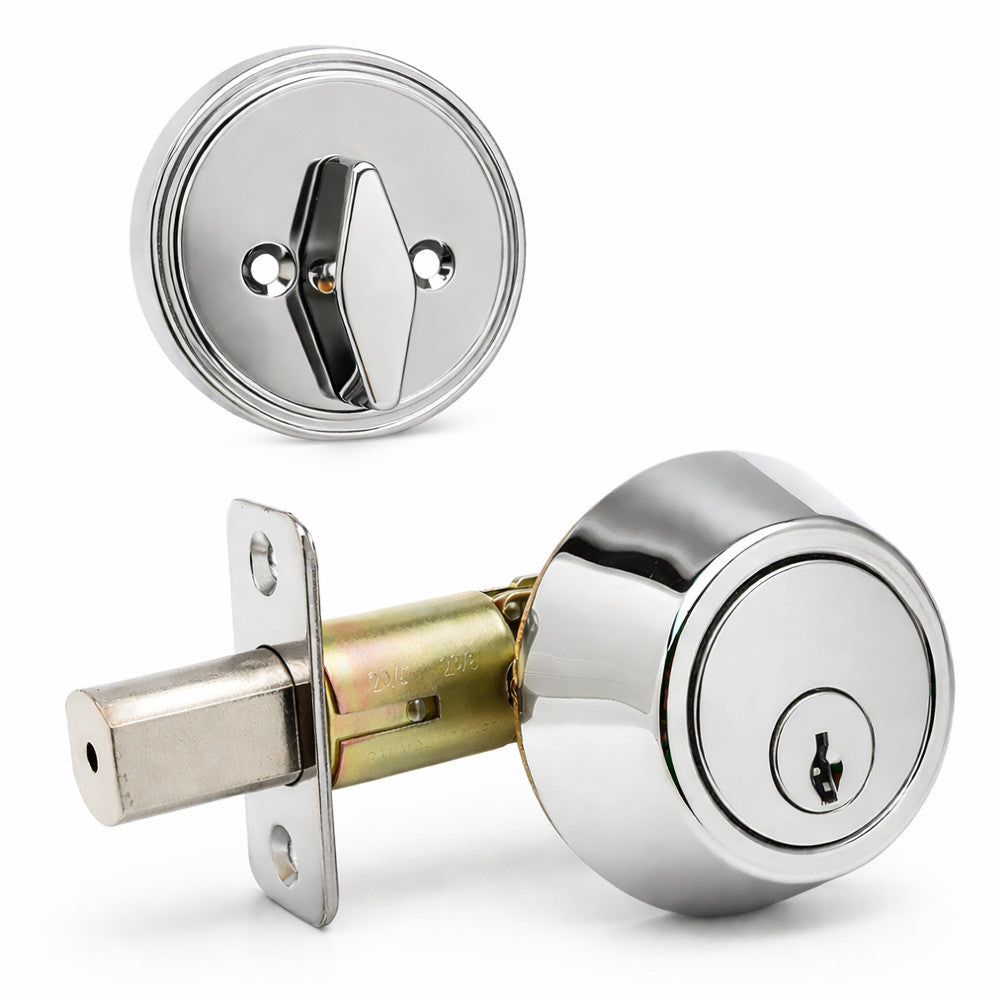 Designers Impressions Polished Chrome Single Cylinder Deadbolt