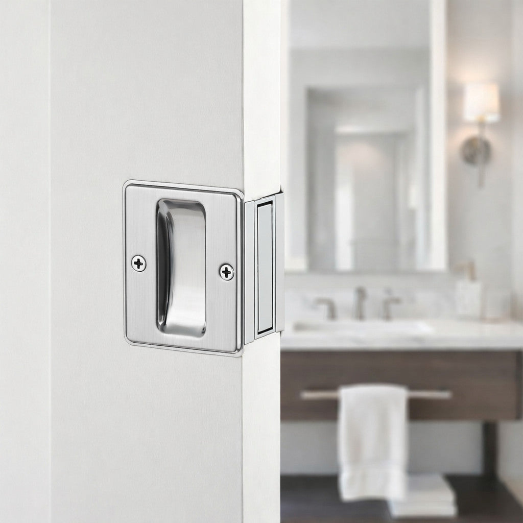 Polished Chrome Passage Pocket Door Lock