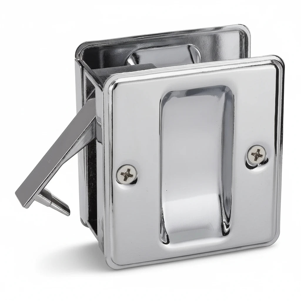 Polished Chrome Passage Pocket Door Lock