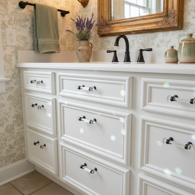 Cosmas 6393FB-C Flat Black with Clear Glass Cabinet Pull