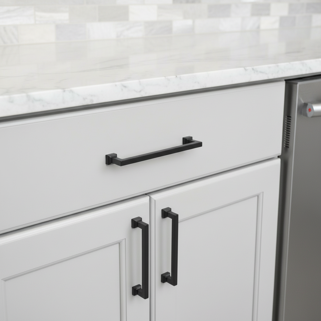 Cosmas 1481-128FB Flat Black Modern Contemporary Cabinet Pull