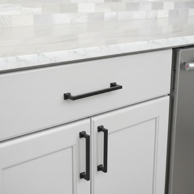 Cosmas 1481-128FB Flat Black Modern Contemporary Cabinet Pull
