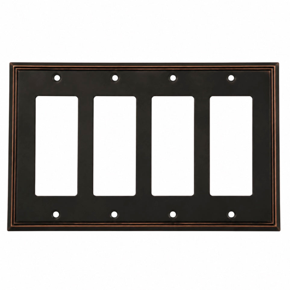 Cosmas 65075-ORB Oil Rubbed Bronze Quad GFCI / Decora Wall Plate