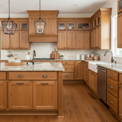 oil rubbed bronze cabinet pulls installed in a traditional kitchen with wooden cabinets, marble countertops, and stainless steel appliances