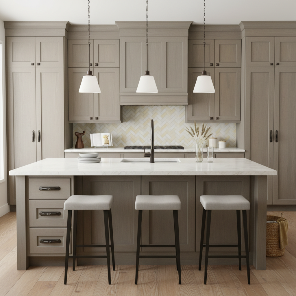 Decorative cabinet handle on a wooden surface