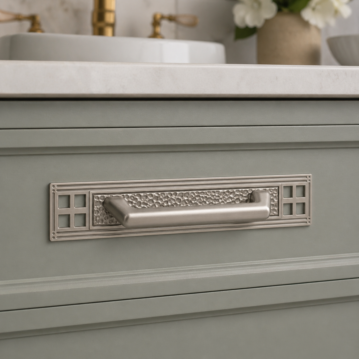 Cosmas 10554SN Satin Nickel Craftsman Cabinet Pull Backplate