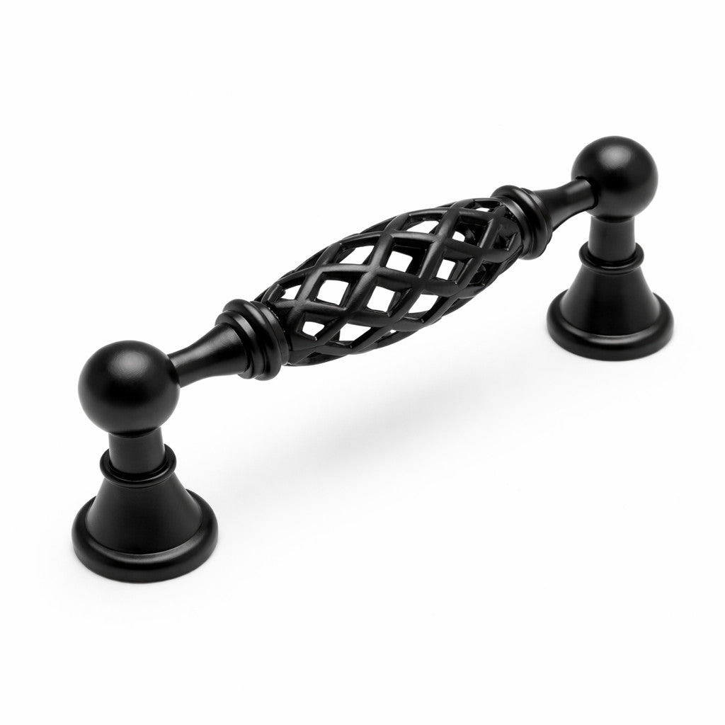 Cosmas 1749-96FB Flat Black Birdcage Cabinet Pull