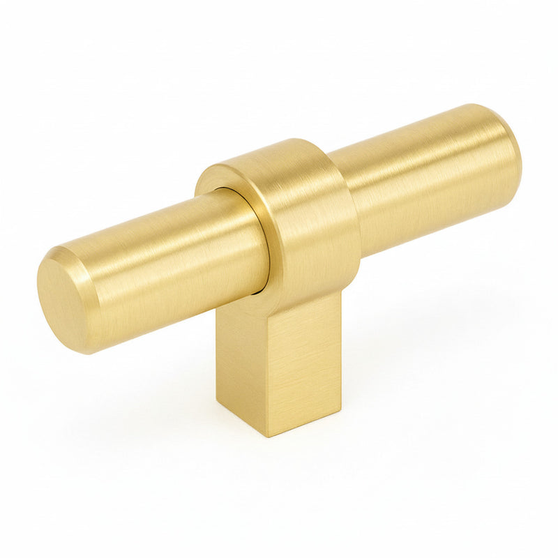 Cosmas 181BB Brushed Brass Euro Style T Bar Knob on a white background