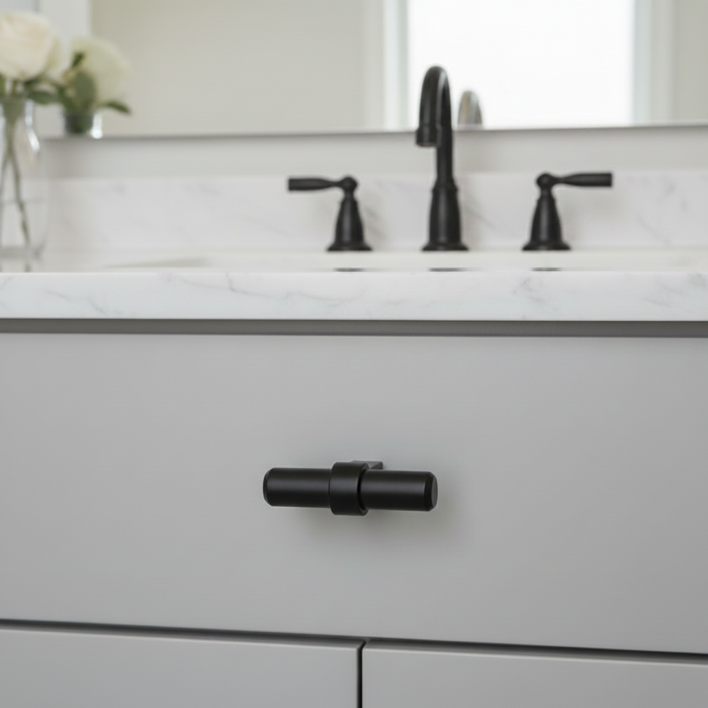 Cosmas 181FB Flat Black Euro Style T Bar Knob