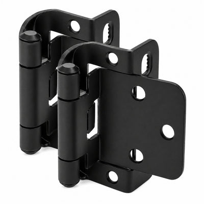 Cosmas 18650-FB Flat Black Partial Wrap Hinge 1/2" Overlay (Pair)