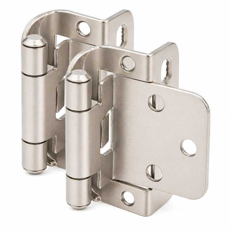 Cosmas 18650-SN Satin Nickel Partial Wrap Hinge 1/2" Overlay (Pair)