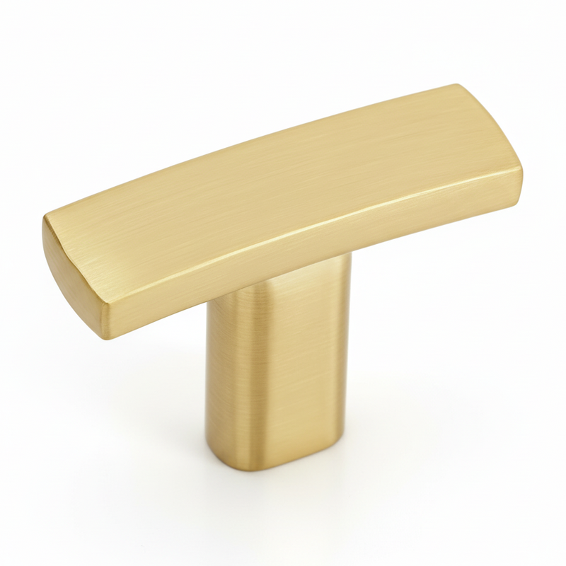Cosmas 2363BB Brushed Brass Subtle Arch Cabinet T Knob on a white background