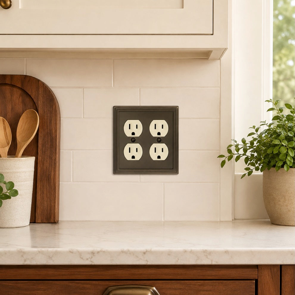 Cosmas 25012-ORB Oil Rubbed Bronze Double Duplex Outlet Wall Plate