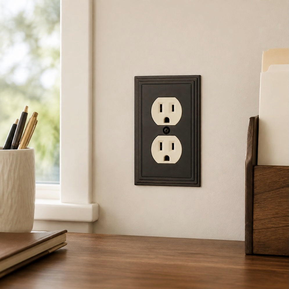 Cosmas 25026-ORB Oil Rubbed Bronze Single Duplex Outlet Wall Plate