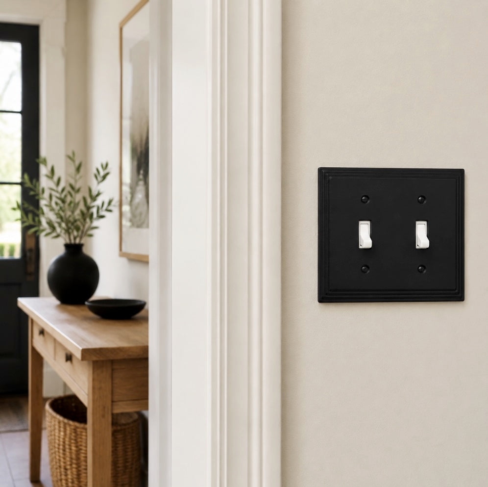 Cosmas 25033-FB Flat Black Double Toggle Switchplate Cover