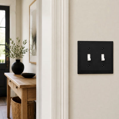 Cosmas 25033-FB Flat Black Double Toggle Switchplate Cover