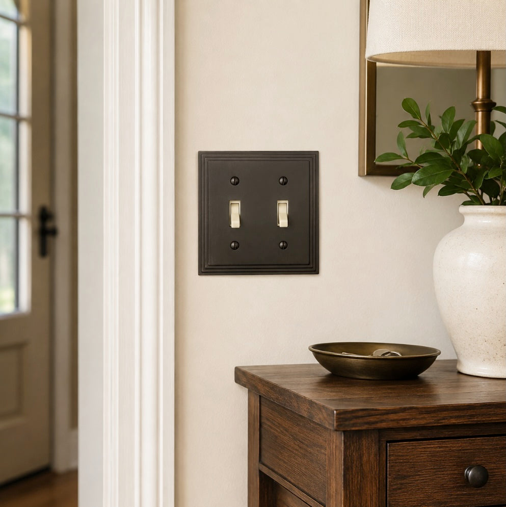 Cosmas 25033-ORB Oil Rubbed Bronze Double Toggle Switchplate Cover