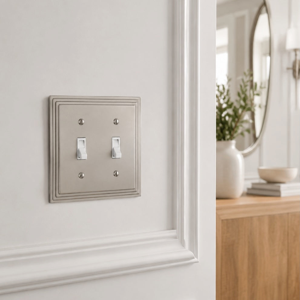 Cosmas 25033-SN Satin Nickel Double Toggle Switchplate Cover