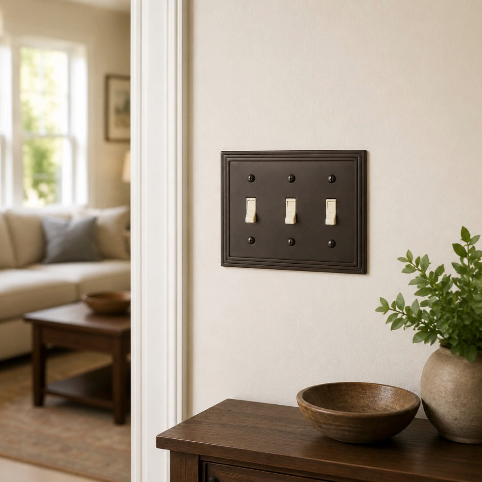 Cosmas 25037-ORB Oil Rubbed Bronze Triple Toggle Switchplate Cover