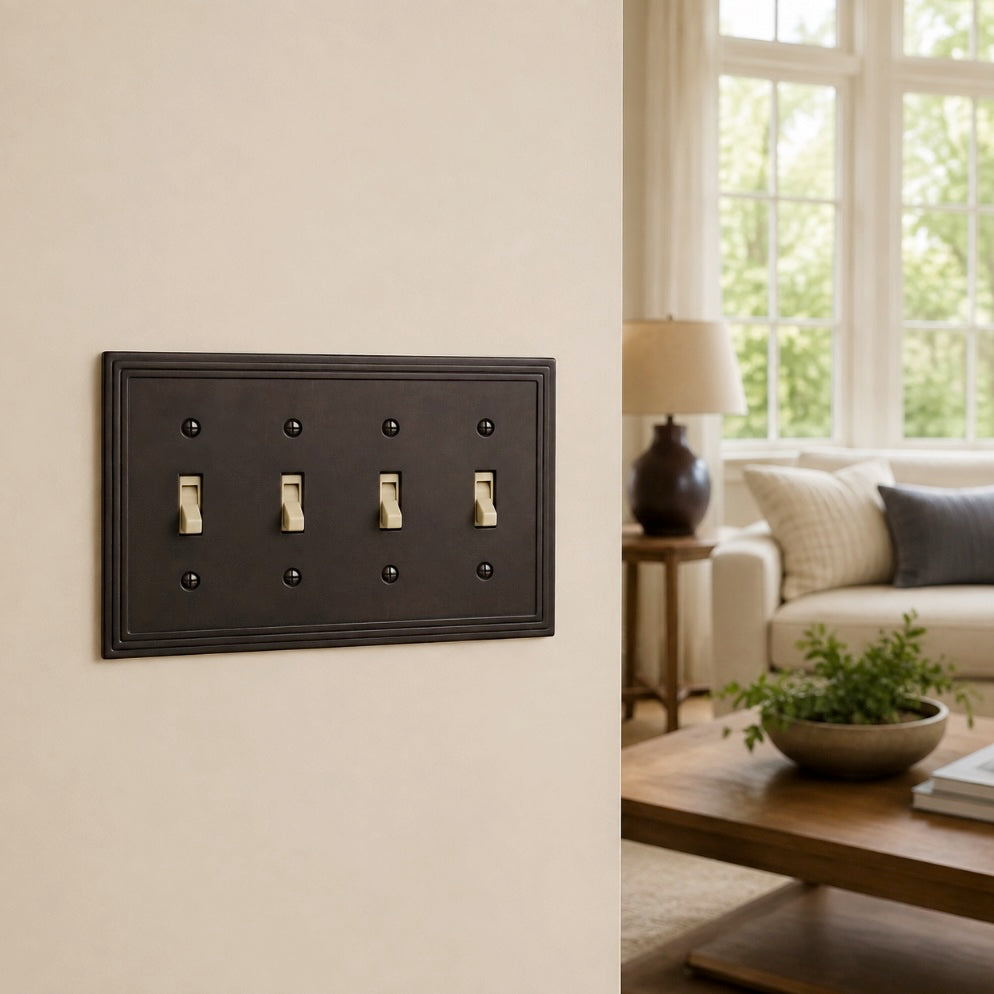Cosmas 25045-ORB Oil Rubbed Bronze Quad Toggle Switchplate Cover