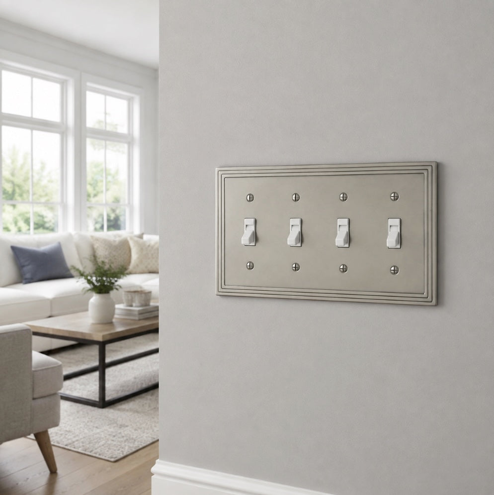 Cosmas 25045-SN Satin Nickel Quad Toggle Switchplate Cover