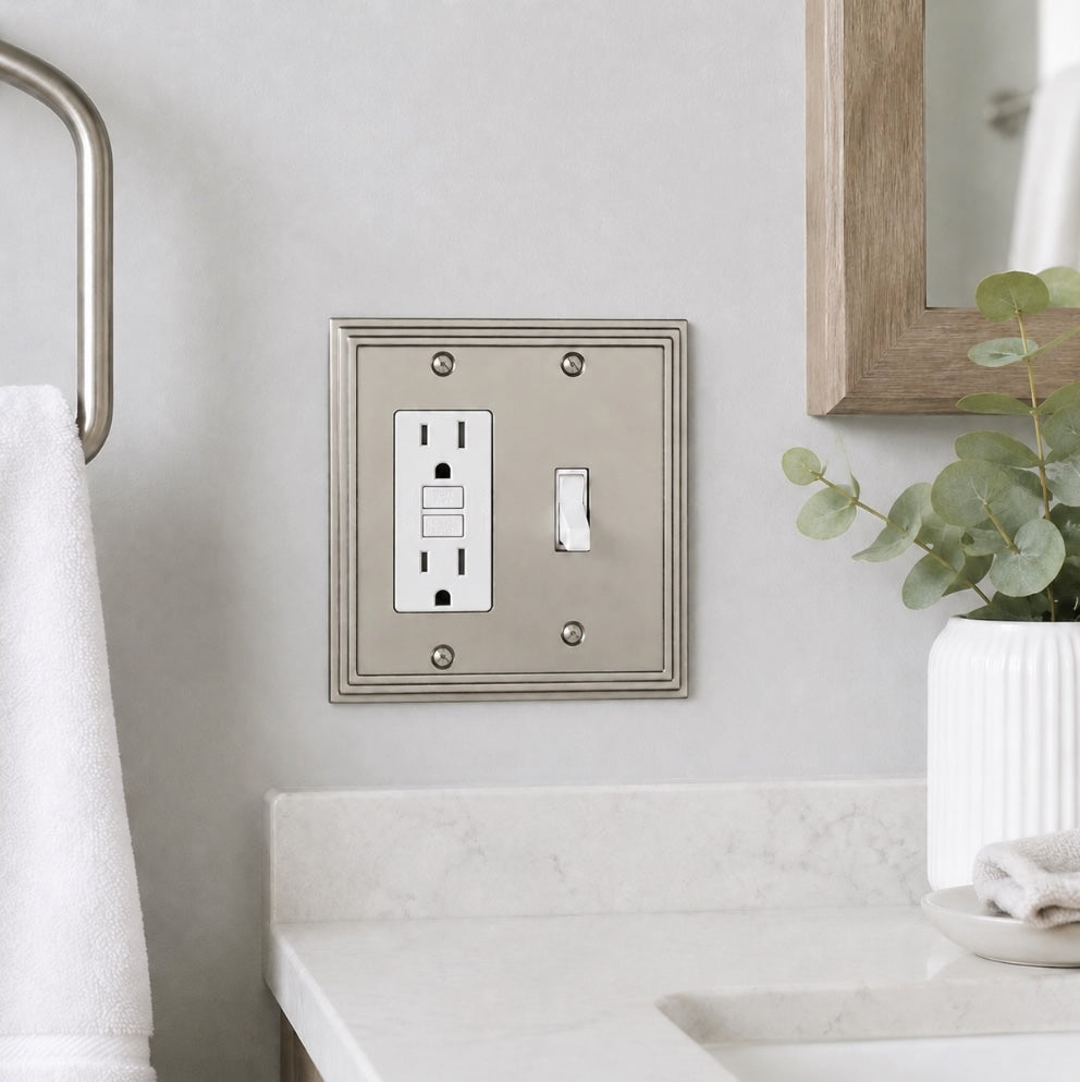 Cosmas 25077-SN Satin Nickel Single Toggle / GFCI Decora Combo