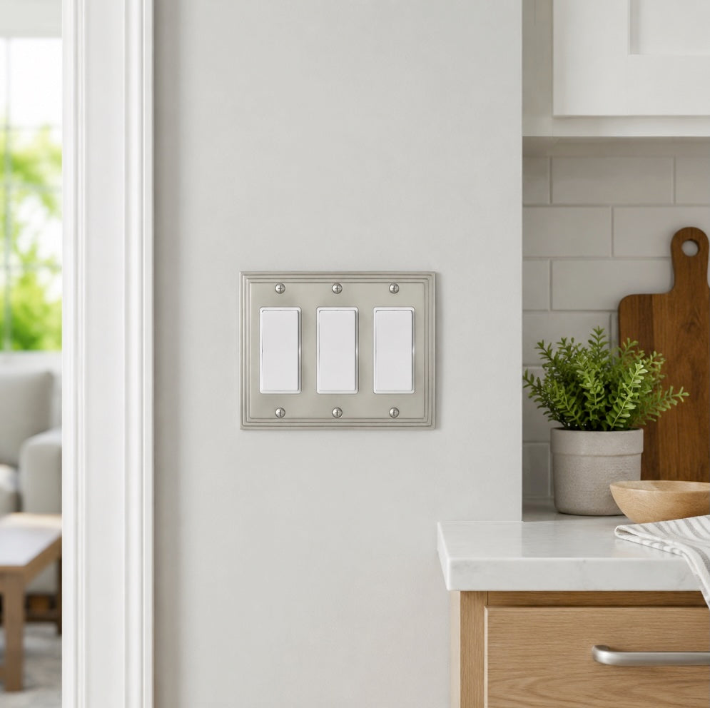 Cosmas 25084-SN Satin Nickel Triple GFCI / Decora Wall Plate