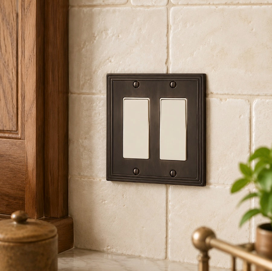 Cosmas 25090-ORB Oil Rubbed Bronze Double GFCI / Decora Wall Plate