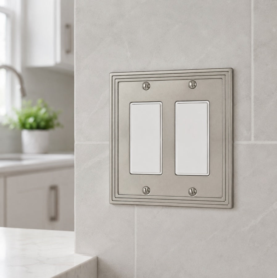 Cosmas 25090-SN Satin Nickel Double GFCI / Decora Wall Plate