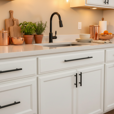 Cosmas 305-320FB Flat Black Euro Style Bar Pull